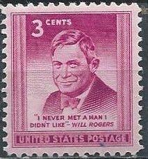 US 975 (mnh) 3¢ Will Rogers (1948)