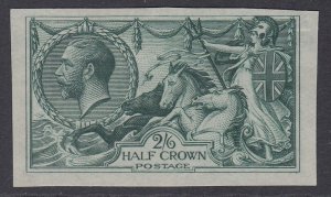 King George V 1913 Waterlow half crown colour trial in blue-green on ungummed...