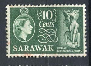 SARAWAK; 1953 early QEII pictorial issue fine used 10c. value