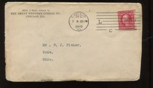 384 Schermack Used on DEC 7 1910 Cover *EDU* Earliest Documented Use w/Cert