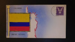 1944 Legion TX Mae Weigand Hand Painted Colombia United nation Patriotic Cover 2