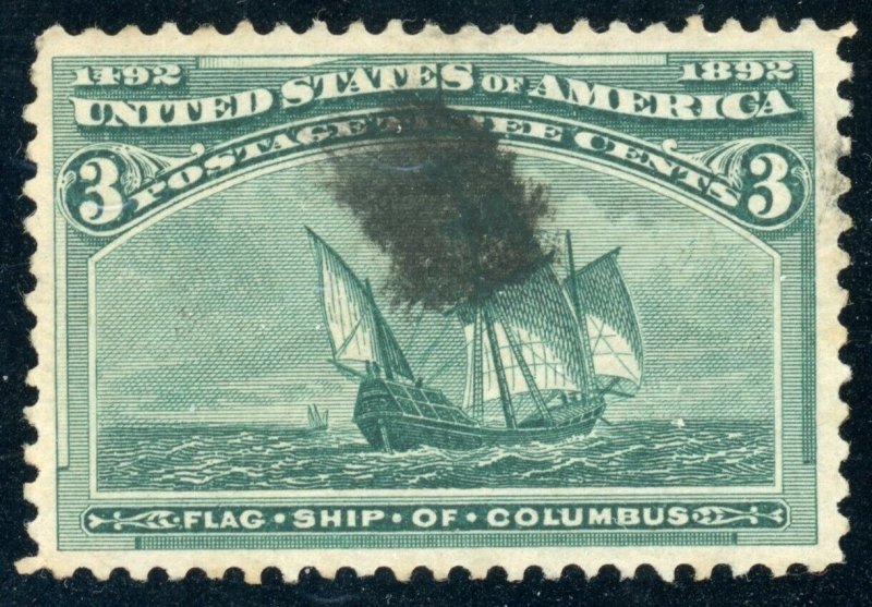 US Stamp #232 Flag Ship of Columbus 3c - USED