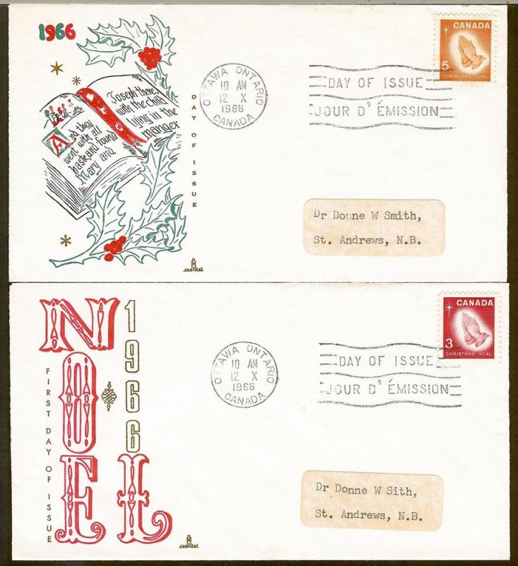 Canada 451-2 FDC. 1966, Christmas