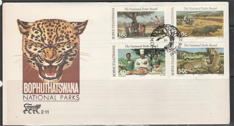 BOPHUTHATSWANA, 1988, FDC set, Natl. Parks Board Activities. Scott 208-211