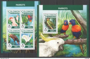 2017 Solomon Islands Parrots Fauna Birds #4441-45 1+1 ** Ls736