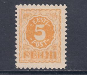 Estonia Sc 29 var MLH. 1919-1920 5p orange, Private Perf 11½, VLH, F-VF