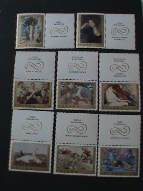 POLAND-1969 SC#1675-82 POLISH PAINTINGS WITH LABEL-RARE MNH VF LAST ONE