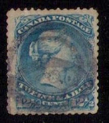 Canada Scott #28iii Used (1868) Deep Blue F-VF Cat.$600