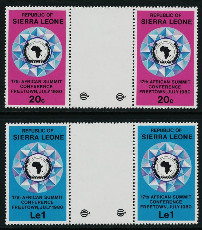 Sierra Leone 485-6 Gutter Pairs MNH Map, African Summit Conference