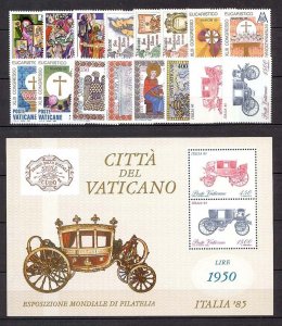 1985 Vatican City - Sc# 752-767 - Complete year set - MNH