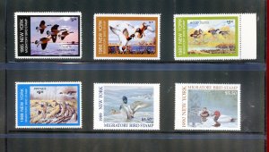 US NEW YORK LOT OF 6 STATE DUCK STAMPS  MINT NEVER HINGED