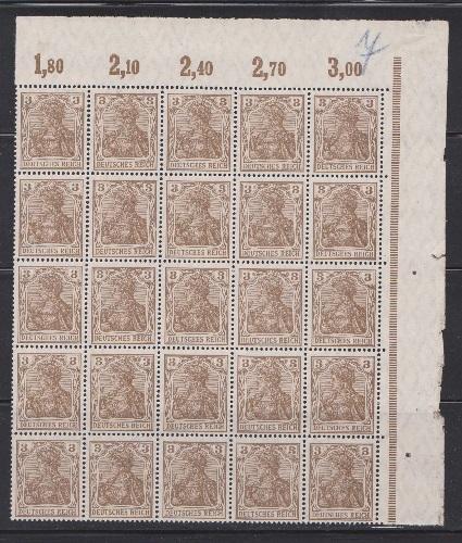 Germany #66 part sheet of 25 MNH stamps