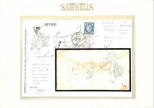 M180 FRANCE Menton Hotel Taxed Inspectors Mark Cover 1875 {samwells}