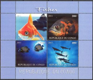 Congo 2011 Marine Life Fishes III Sheet MNH** Cinderella !