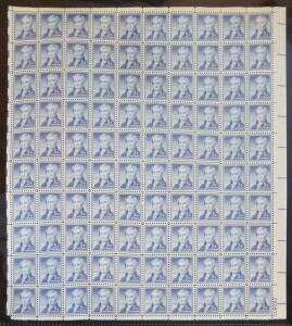 US #1038 FULL SHEET of 100, 5c Monroe,  VF/XF mint never hinged,   RARE FRESH...