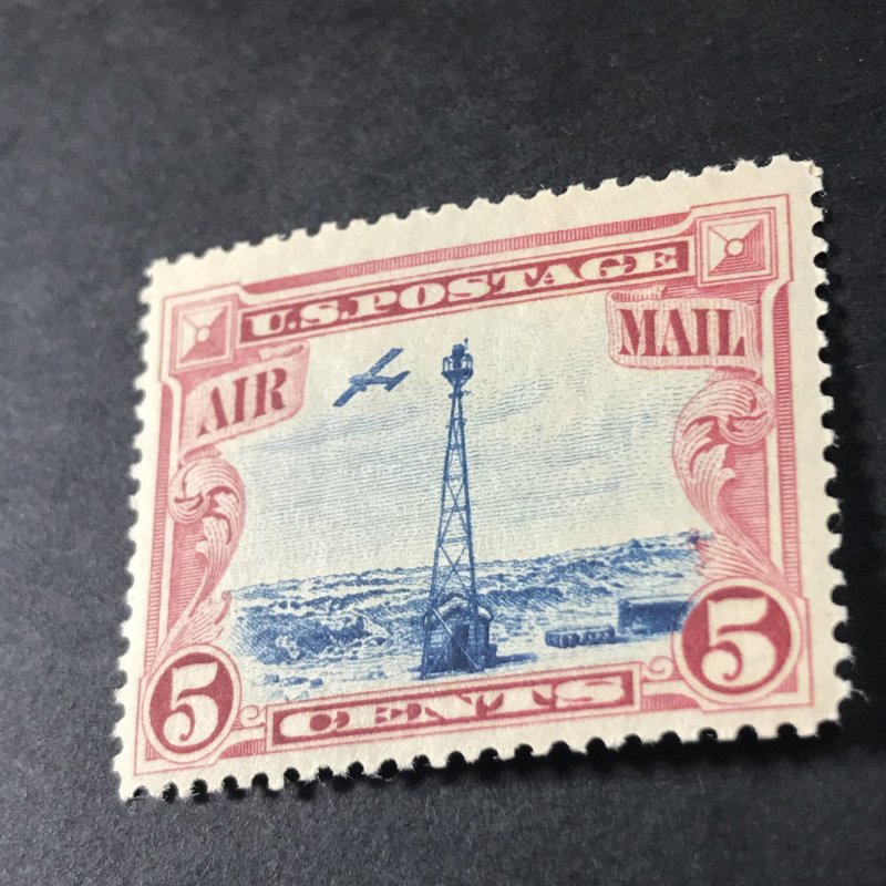 U.S.# C11-MINT/NH--CARMINE & BLUE--AIR-MAIL--BEACON ON ROCKY MTNS---1928(LOTk)