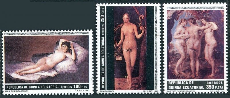 Equatorial Guinea  158-160, MNH. Paintings 1991. By Goya, Durer, Rubens.