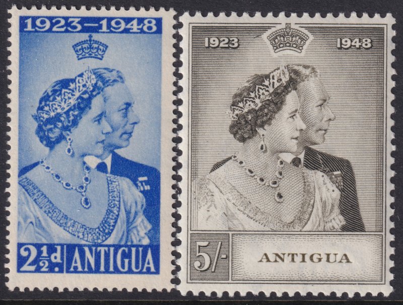 Antigua Sc# 98 / 99 QE 1949 Silver Wedding full set MLH CV $13.55