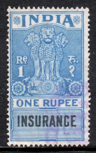 India - 1r Insurance Revenue - Barefoot 2012 #84 - CV £1.00