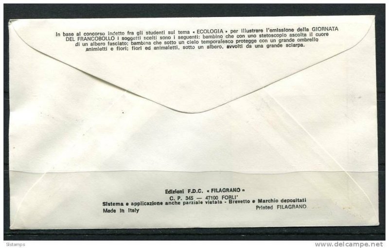 Italy 1976 First Day Cover Special Cancel  Colorano \Silk\ Cachet  Childrens Dra