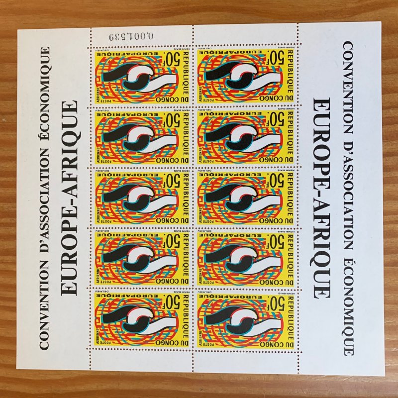 Congo PR 1965 Europe-Afrique in sheetlet of 10, MNH. Scott C23 CV $14.00+