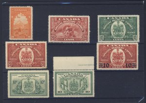 7x Canada Mint S.D.  stamp #E3-6-7-8-9-10-11 4x MH 3x MNH Guide Value= $154.00