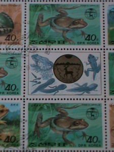 ​KOREA-1992 SC# 3139a FROGS & TOADS  SHEET-FANCY CANCEL-LAST ONE VERY FINE