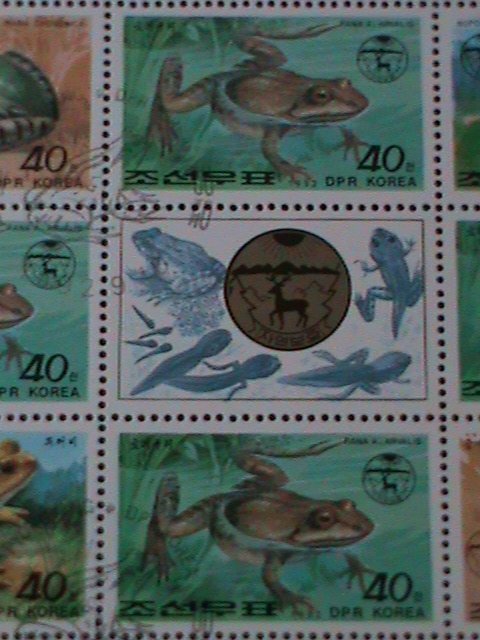 ​KOREA-1992 SC# 3139a FROGS & TOADS  SHEET-FANCY CANCEL-LAST ONE VERY FINE