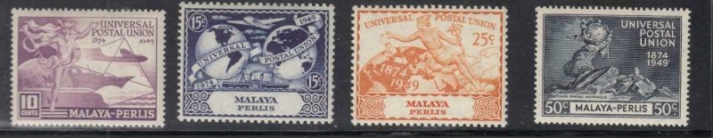 MALAYA-PERLIS # 3-6  VF-MLH  UNIVERSAL POSTAL UNION / 75th ANNIVERSARY SET