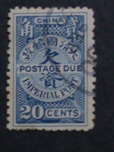 ​CHINA-1904 SC#J13 118 YEARS OLD- QING DYNASTY POSTAGE DUE   VF FANCY CANCEL