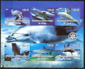 Congo 2004 Dolphins Sheet of 6 Imperf. MNH Private