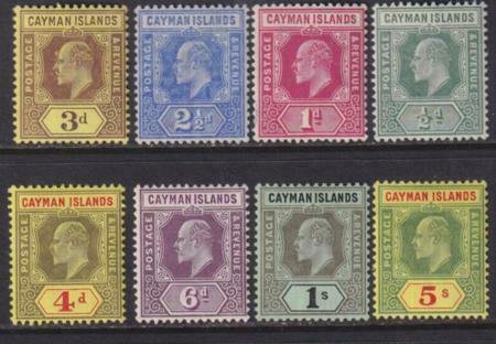 Cayman Islands 1907-1909 SC 21-28 MLH/MNH Set