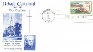 1964 FDC - Nevada Centennial - Better Cachet -  5c  US Postage Stamp - F25195