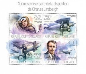 Togo - 2014 Charles Lindbergh 40th Anniversary-4 Stamp Sheet-20h-864