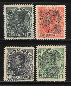 Venezuela Scott 150-51,153-54 Unused H - 1900 Bolivar Overprints - SCV $8.25