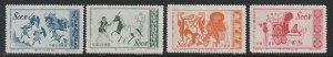 1953 China, PR - Sc 190-3 - 4 single - MNH VF - Scenes from Tunhuang Murals