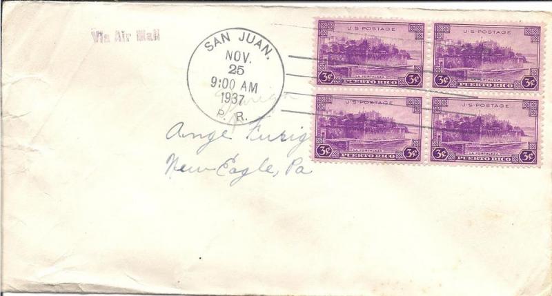 US#801 $0.03 Puerto Rico (FDC) Via Air Mail CV$10.00