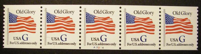 Scott 2890, 32 cent nondenominated G Flag, PNC5 #A3314, MNH Coil Beauty