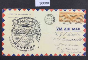 US STAMPS   #C19 1st FLIGHT POST COVER USED LOT #30088