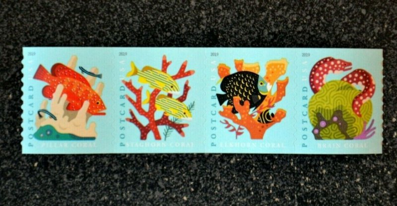 Scott 5370a, Forever Postcard Coral Reefs, Strip of 4, MNH Coil Beauty