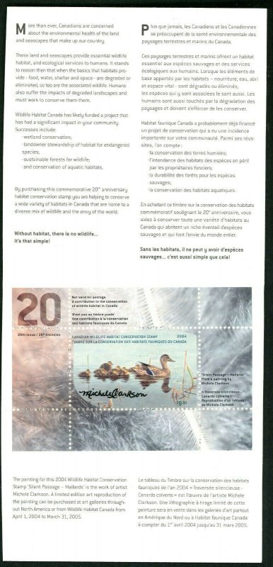 CANADA 2004 DUCK STAMP ARTIST SIGNED IN FOLDER AS ISSUED MALLARDS by CLARKSON