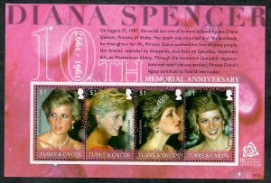 Turkds and Caicos 1485 Princess Diana Souvenir Sheet