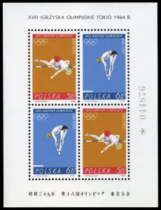 Poland #1263-1264 Cat$40, 1964 Olympics souvenir sheet, never hinged