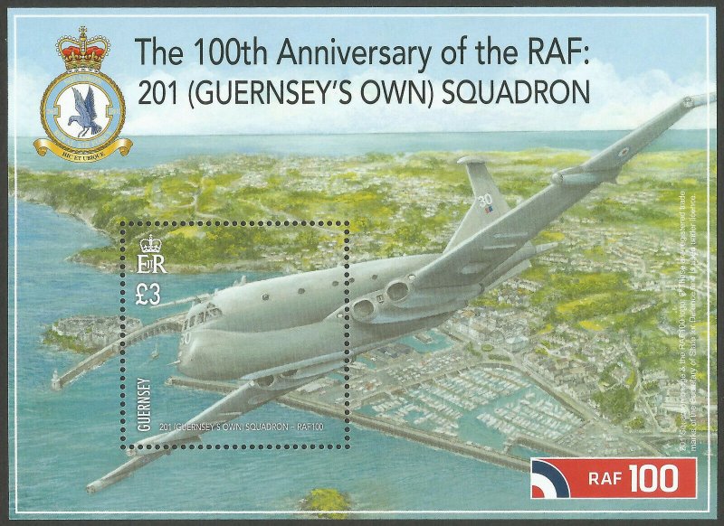 Guernsey 2018 MNH Royal Air Force RAF 201 Squadron 1v M/S Aviation Stamps