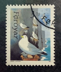 Faroe Island 1991 Scott 224 used - 3.70kr,  Birds,  Kittiwake