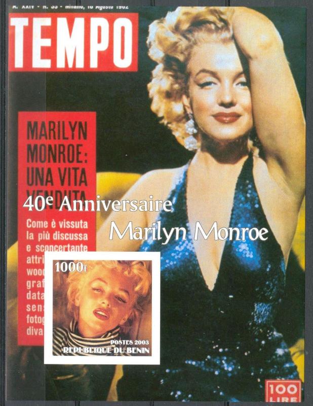 Benin 2003 Marilyn Monroe 40YR People Actress Film Art Cinema Stamp MNH Imperf