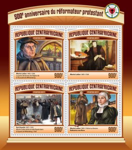 Central African Rep 2017 MNH Reformation 500th Anniv Martin Luther 4v M/S Stamps