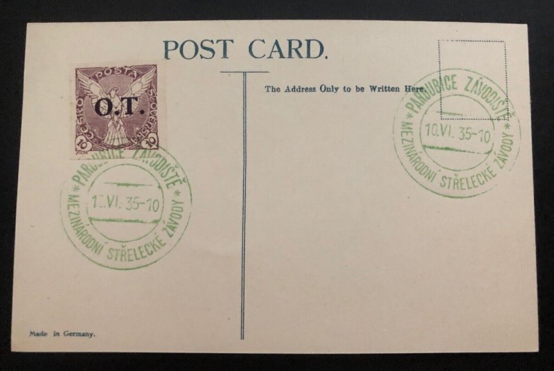 1935 Pardubice Czechoslovakia Postcard Early Ceylon Stamp on Stamp Cover