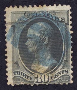 US Scott 154 Used 30c black Alexander Hamilton, w/o Grill Lot F091 bhmstamps