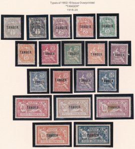 French Morocco # 72-89, TANGER Overprints,  Hinged, 1/2 Cat